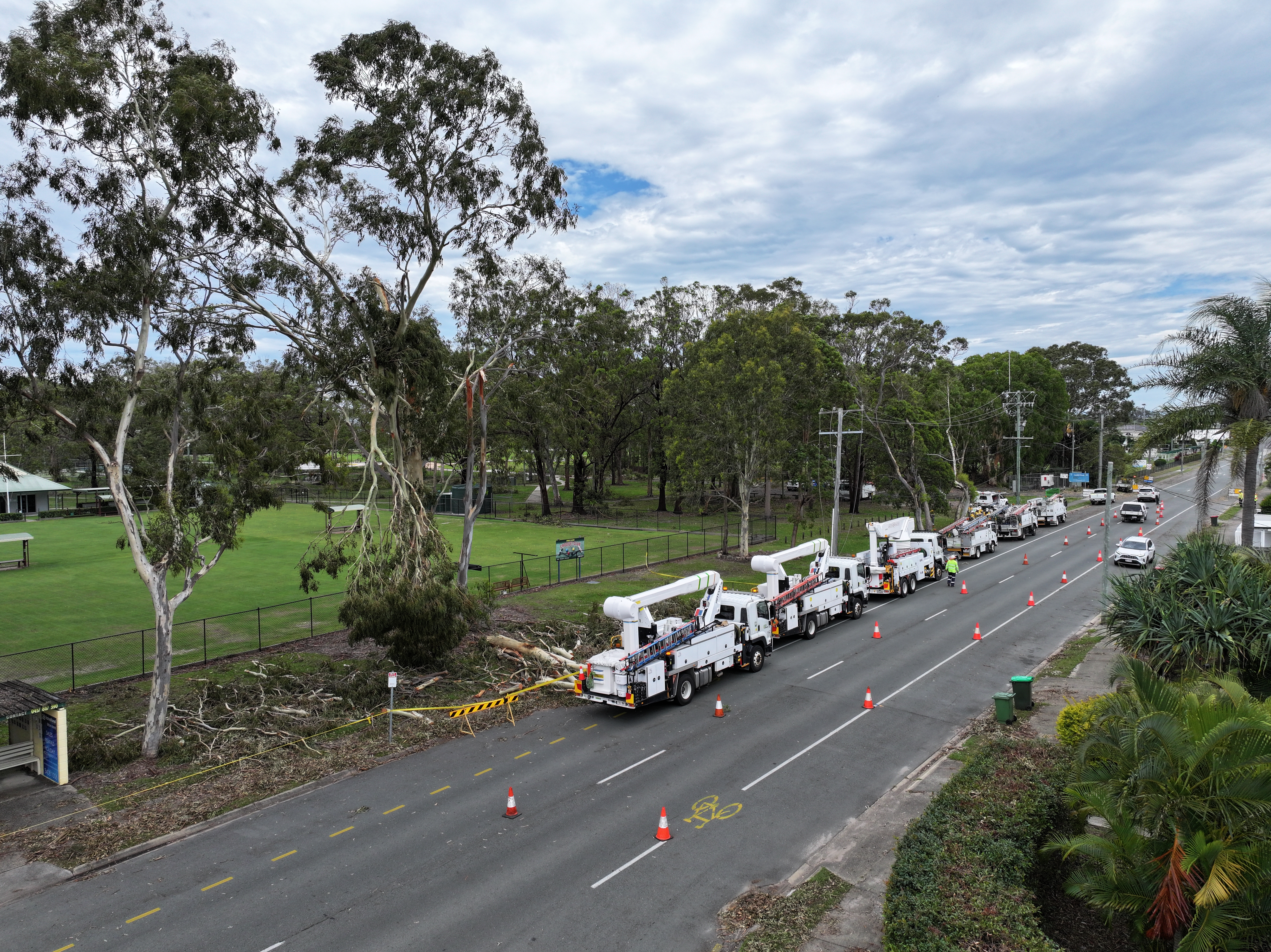 Energex bucket trucks lined up for Bribie Island restoration 