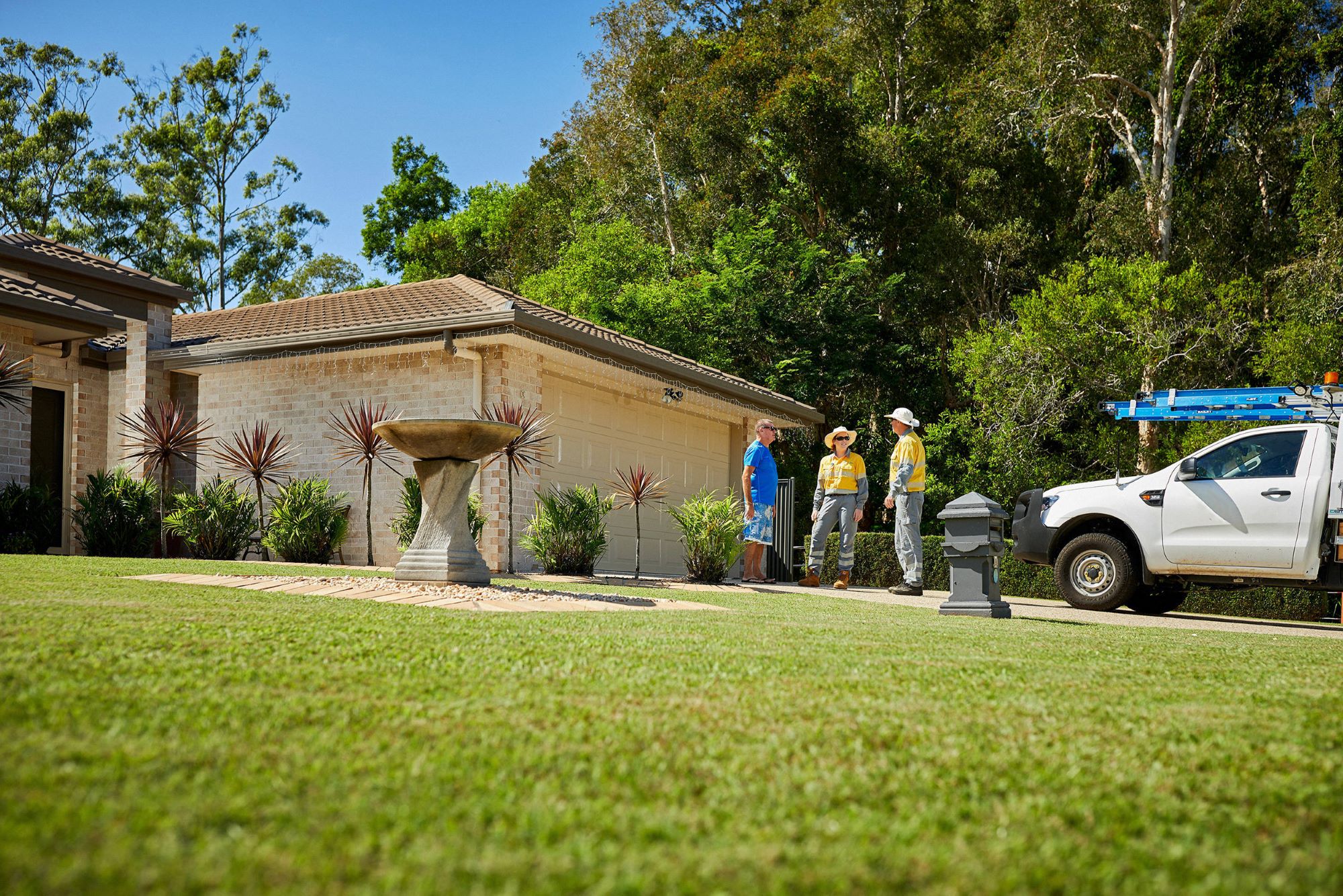 Residential house with workers