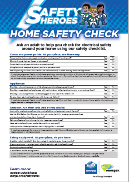 A home safety checklist summary as part of the Safety Heroes program