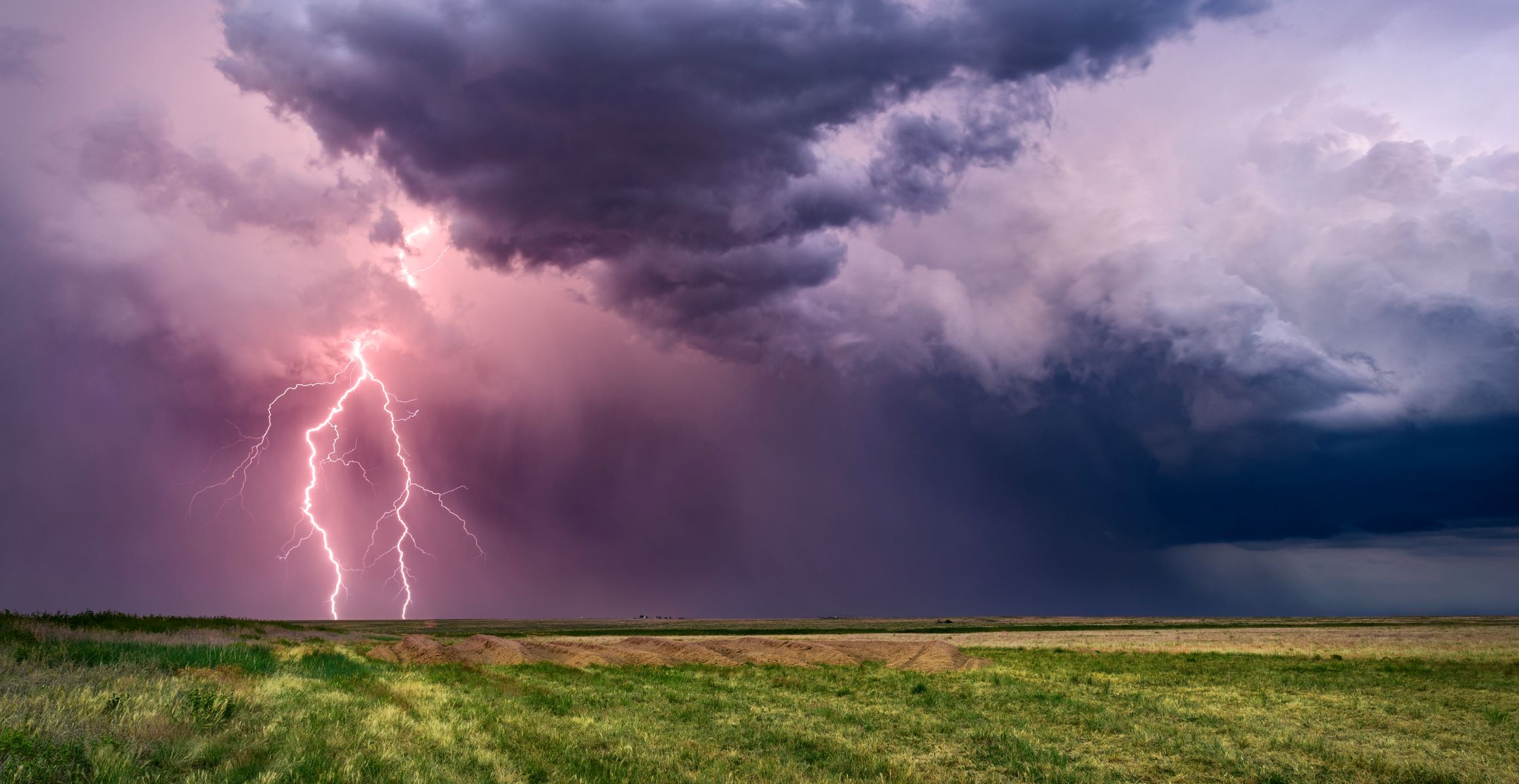 Lightning strike in a field 