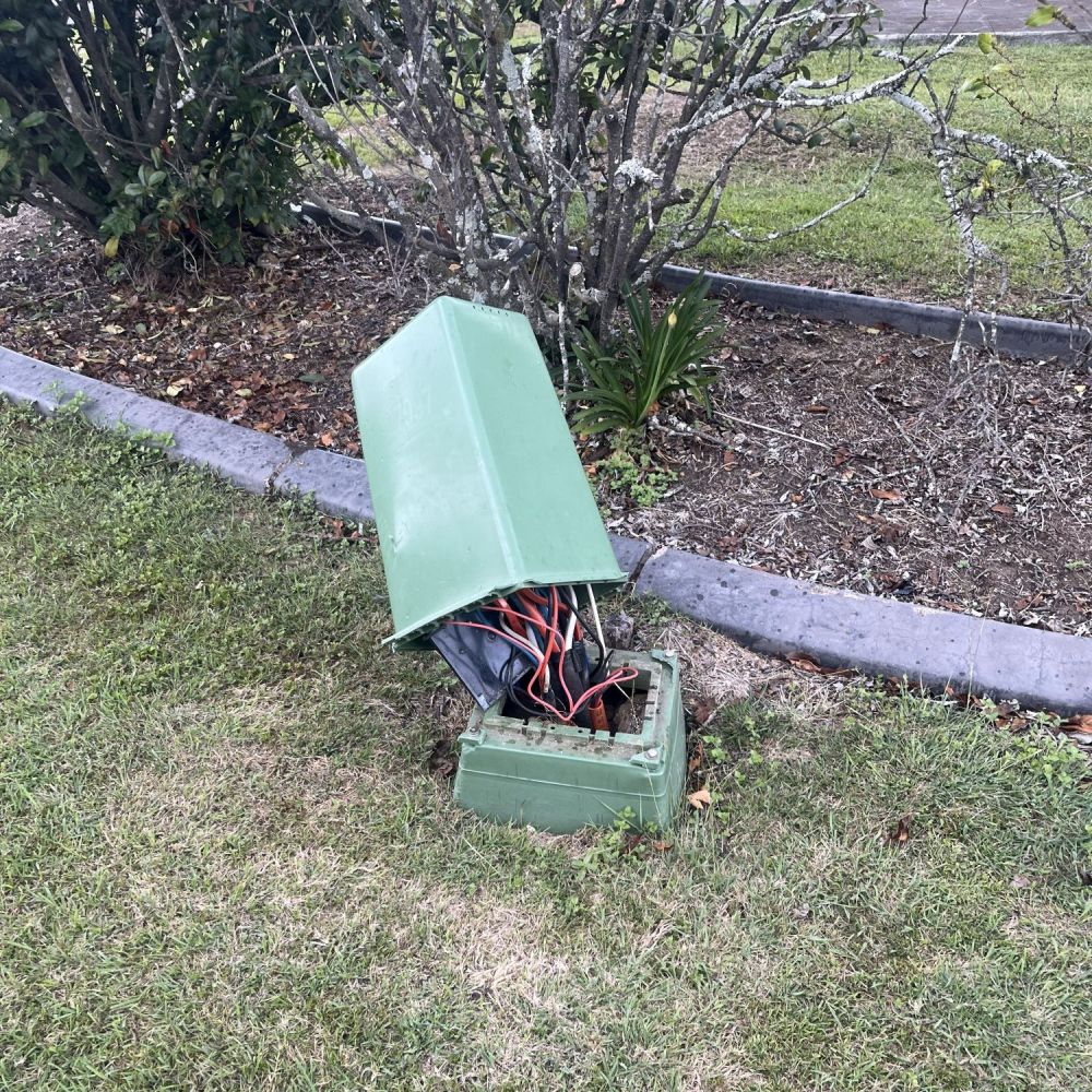 Pillar box damaged in vehicle accident