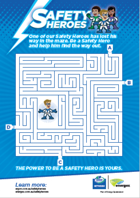 A maze drawing game as part of the Safety Heroes program