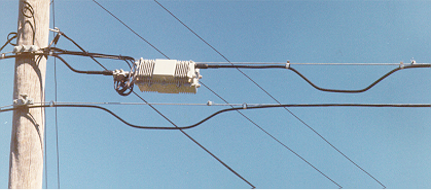 Overhead fibre on pole