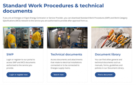 Screenshot of Standard Work Procedures library on network website