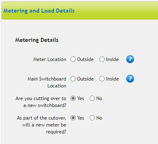 A screenshot of the correct options to select when requesting Meter Provider Coordination for an EWR